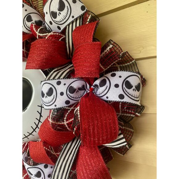 Jack Skellington Halloween Wreath – Nightmare Before Christmas Handmade Decor - Picture 4 of 7